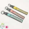 Factory Custom Embroidered Eagle Mouth Keychain Straps Cloth Sticking Woven Mark Ribbon Polyester Lanyard Metal Keychain