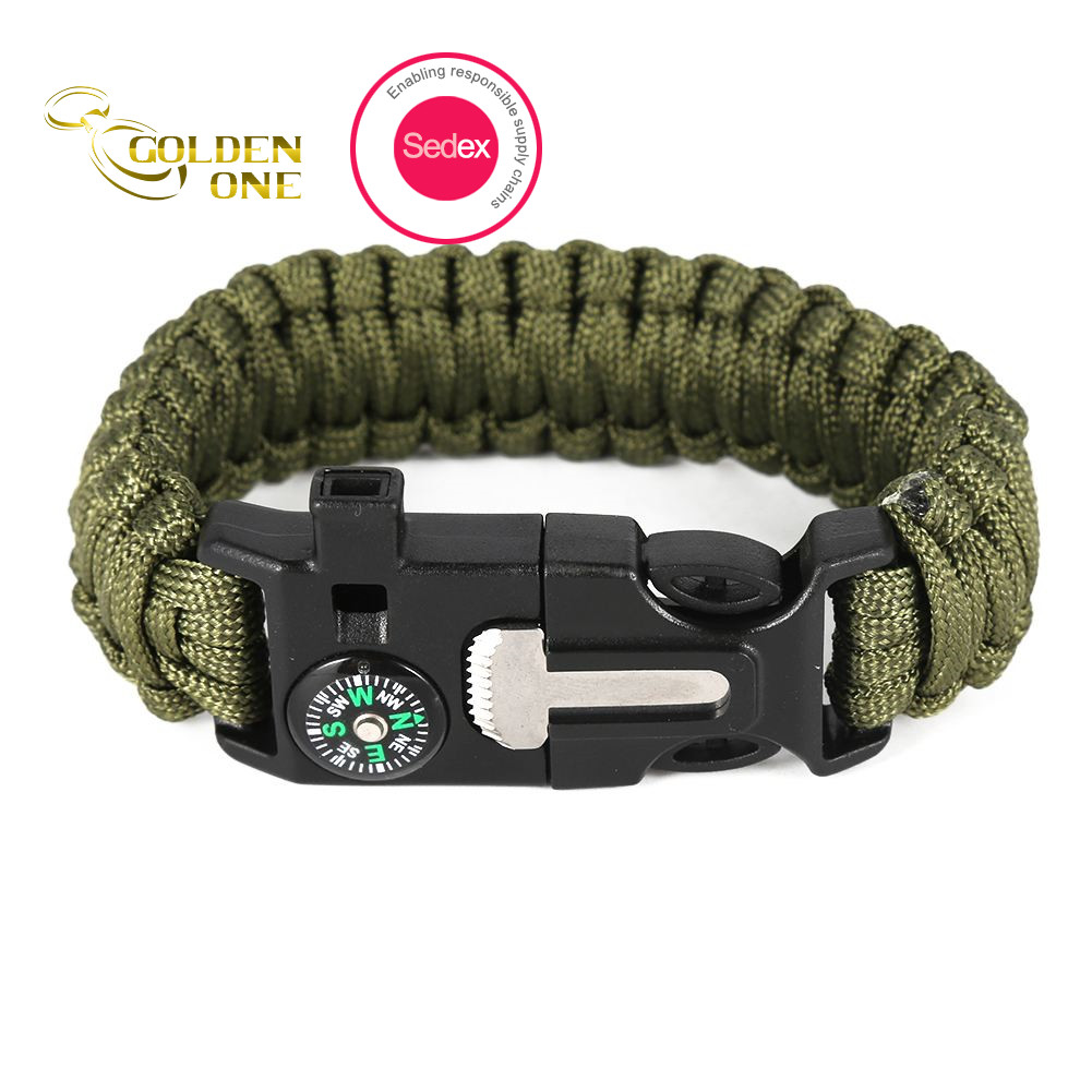 People Custom Logo Easy Adjustable Clasp Rope Tactical Fire Starter Buckles Tools Paracord Survival Bracelet