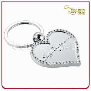 Bling Heart Metal Key Chain with Glitter Finish