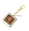 Promotion Gift Hard Emanel Leather Key Chain with Silvery Stamp