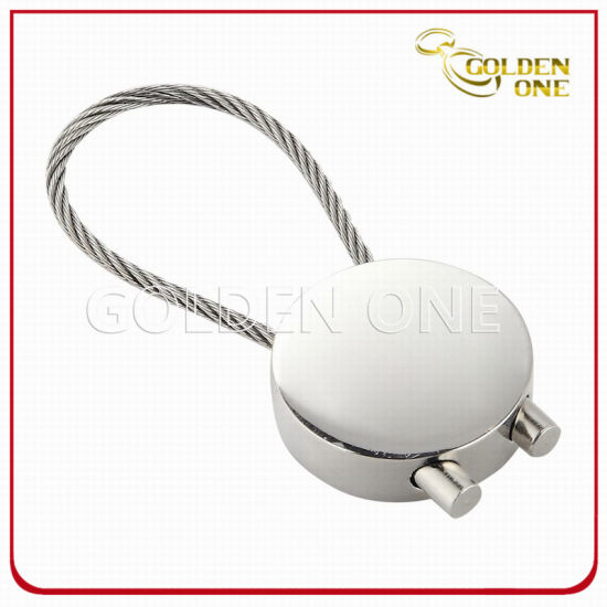 Pearl Plated Blank Round Shape Cable Metal Key Holder