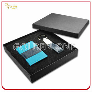 Business Leather Card Holder and Key Ring Gift Set
