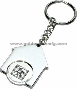 Custom Color Plated Metal Trolley Coin Holder with Key Chain