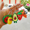 Free Samples Customised Pig Girls Light Cute Fruit Vegetable PVC Soft Kids Toy Pendant Metal Keychain