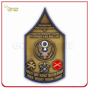 Custom Shield Antique Brass Metal Coin