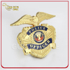 Gold Plated Custom Metal Marshal Badge with Genuine Leather Holder