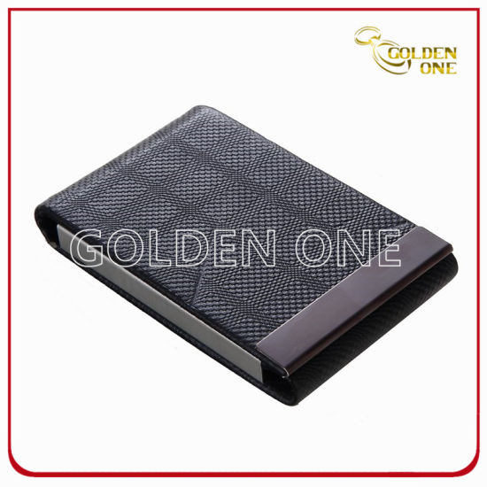 Superior Genuine Leather with Metal Business Card Case