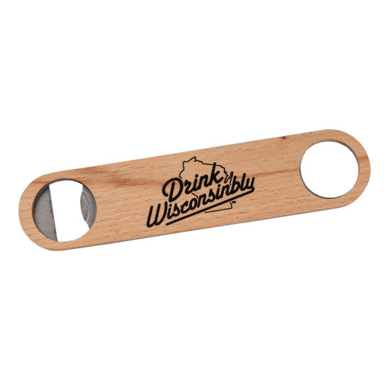 Personalized Engraved Stainless Steel Can Bottle Opener with Wooden Handle