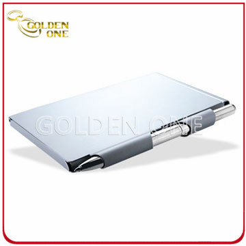 Hot Sale Pocket Anodized Aluminium Leather Notebook with Ball Pen