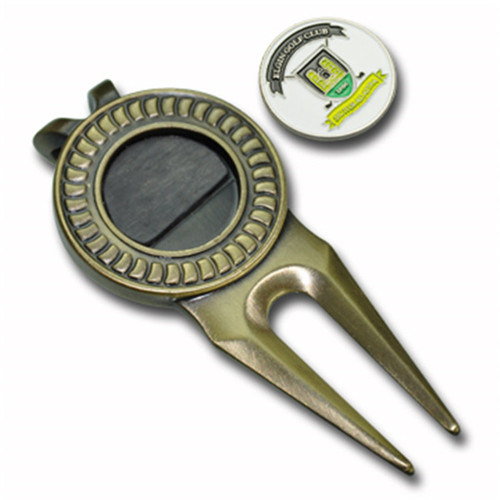 Fancy Printed Magnet Golf Repair Divot Tool with Ball Marker