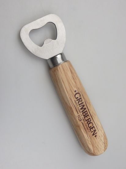 Customized Engraved Logo Stainless Steel Bottle Opener with Wooden Handle