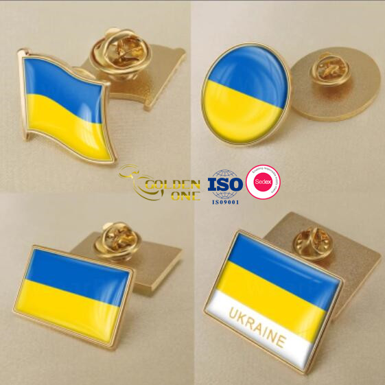 Hot Sale Soft Enamel Country Logo Metal Zinc Alloy Ukraine Friendship Cross Flag Pin Gus Johnson Lapel Pin For Clothes