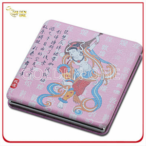 Traditional Style Custom Printed Folding Square Leather Pocket Mirror