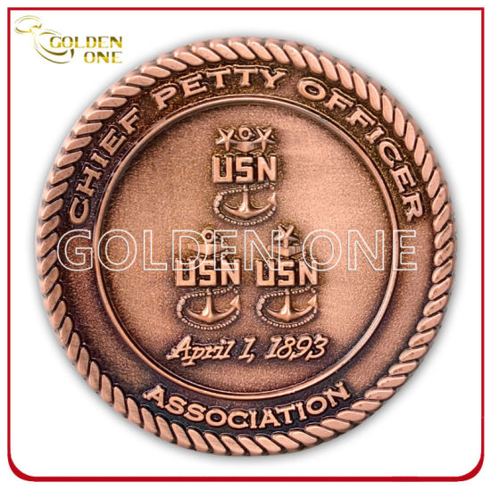 Custom Die Casting 3D Design Antique Brass Metal Commemorative Coin