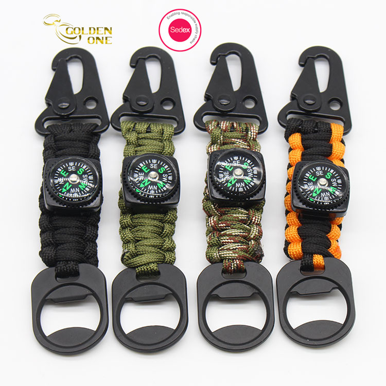 Wholesale Outdoor Emergency Camping Watch Embedded Fire Starter Knife Whistle Best Survival Bracelet 
