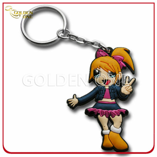 Fancy Style Embossed Printing Soft PVC Keychain with Mirror at Back