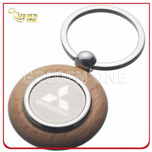Custom Mitsubishi Motors Logo Wooden Key Ring with Metal