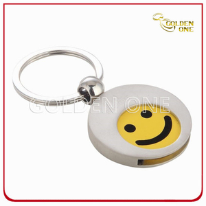 Customized Smile Pattern Metal Trolley Coin Holder Keyring