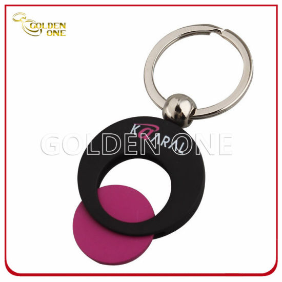Custom Color Plated Metal Trolley Coin Holder with Key Chain