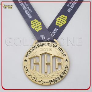 Custom Die Cut Matte Gold Jiu Jitsu Medal