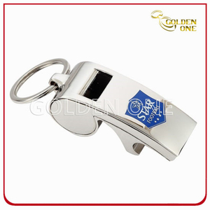 Promotion Gift Nickel Plated Metal Whistle Key Chain