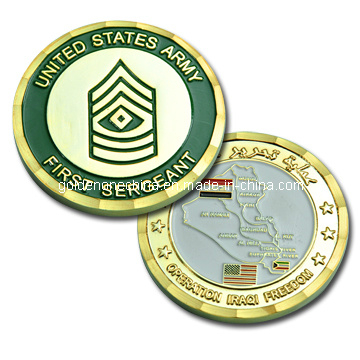 Customized Us Gold Plated Wave Edge Army Coin