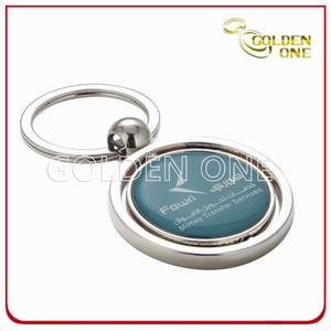 Promotional Domed Sticker Round Shape Metal Spinning Keychain