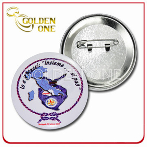 Custom Screen Printed Plated Metal Button Badge