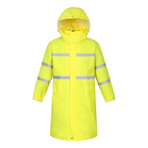 Customized fashion fluorescent yellow, black, orange and green long windbreaker-style reflective raincoat adult security guard standing guard one-piece poncho