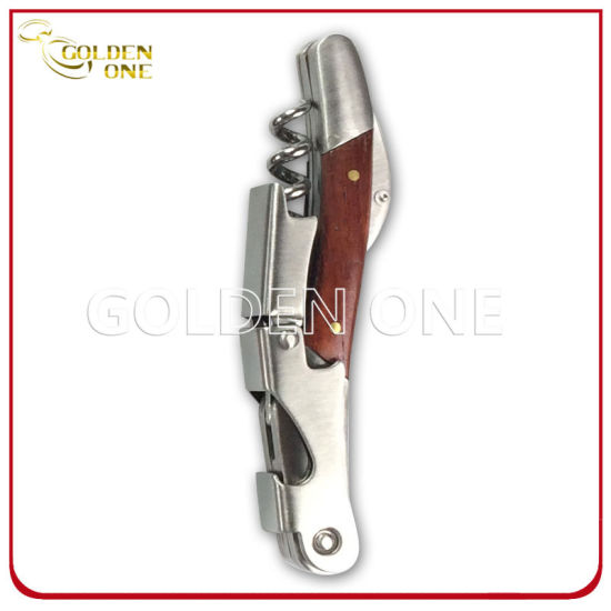 High Quality Wood & Stainless Steel Double Hinged Wine Corkscrew