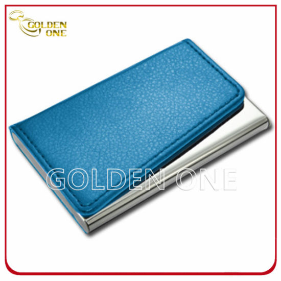 Luxury Design Crocodile Pattern Leather Card Case with Metal Frame