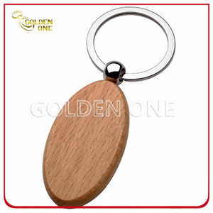 Novel Design Fine Quality Oval Shape Wooden Key Ring