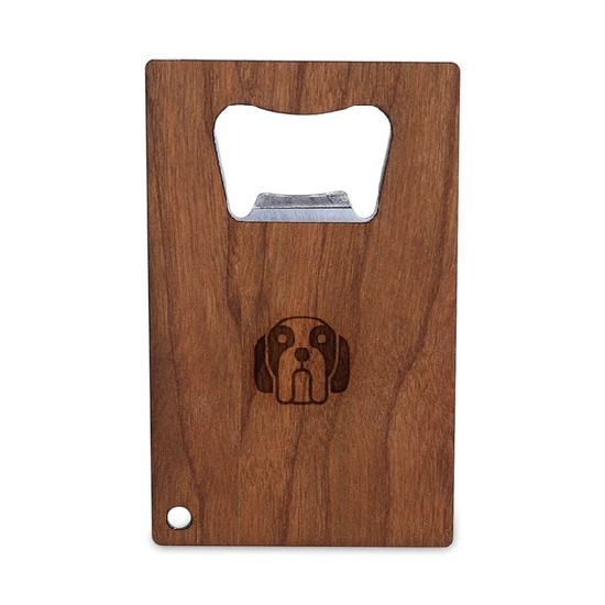 Customized Engraved Logo Stainless Steel Bottle Opener with Wooden Handle