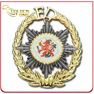 Customized Stamped Antique Brass Soft Enamel Metal Badge