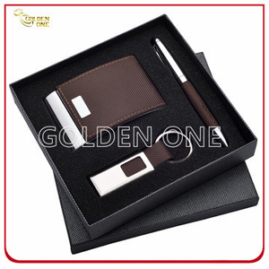 Exquisite Gift Leather Card Case and Click Pen Gift Set