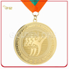 High Quality Gold Plated Metal Sport Medallion with Printed Lanyard