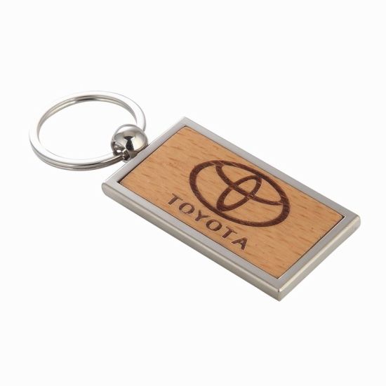 Custom Style Heart Shape Metal Wooden Keyring
