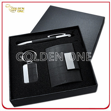 Luxurious Leather Card Case & Key Ring Gift Set