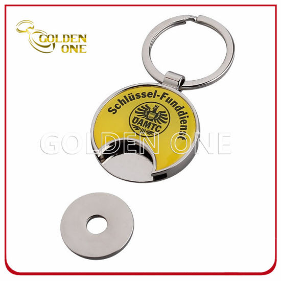 Custom Printed Shopping Cart Metal Trolley Coin Holder Key Chain