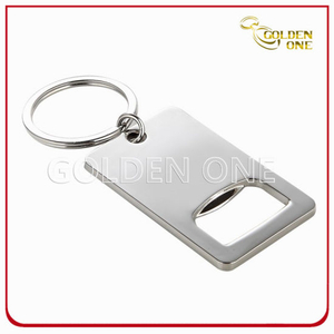 New Design Nickel Plated Metal Key Ring with Bottle Opener