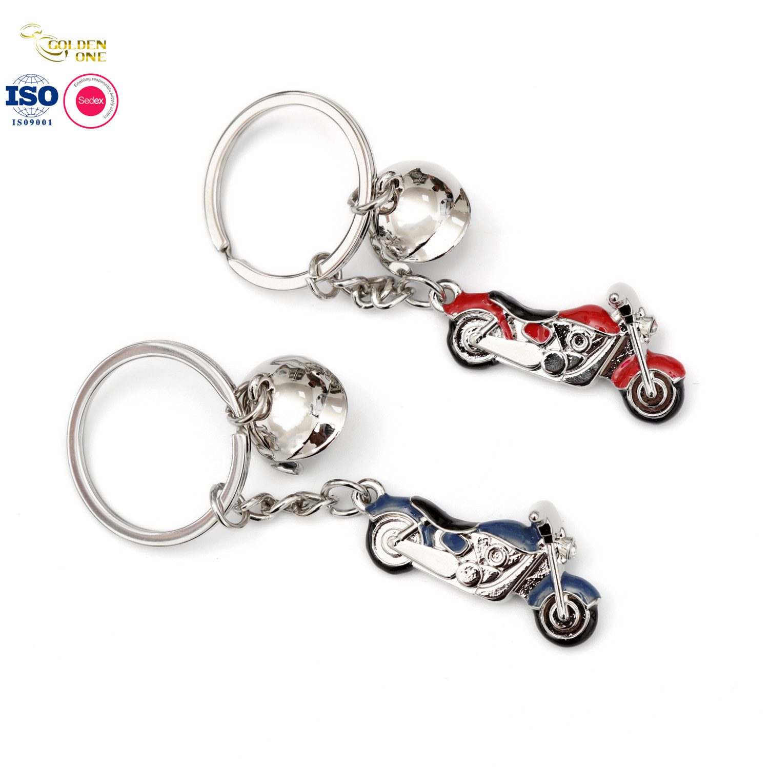 Football Design Nickel Plated Spinning Key Chain Soccer Shape custom metal keychain