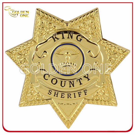 Custom Star Shape Gold Plated Military Badge with Safety Pin