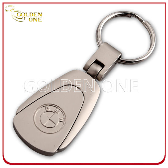 High Quality Steel Brushed Finish Epoxy Leather Keychain