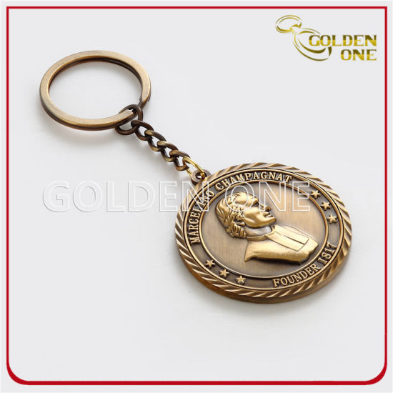 Custom Coin Shape 3D Antique Gold Metal Key Holder
