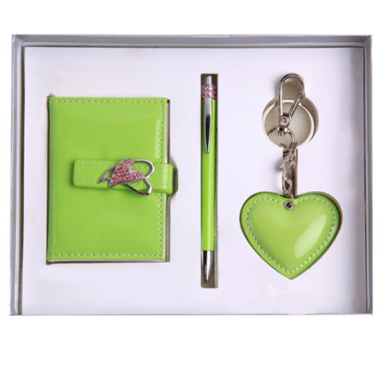 Promotional Click Pen Keychain & PU Wallet Gift Set