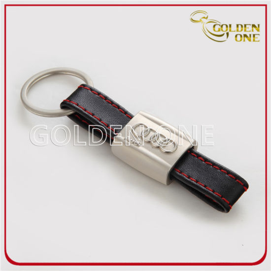 Laser Engraved Logo Pull Apart Metal & Leather Keychain