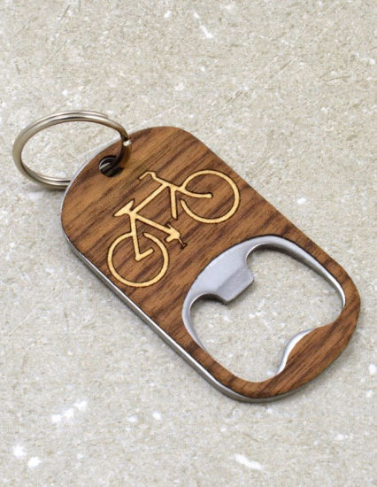 Customized Engraved Wooden Cover Stainless Steel Bottle Opener Keychain