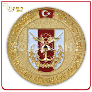 Custom Gold Plated & Sandblasted Finish Military Army Coin