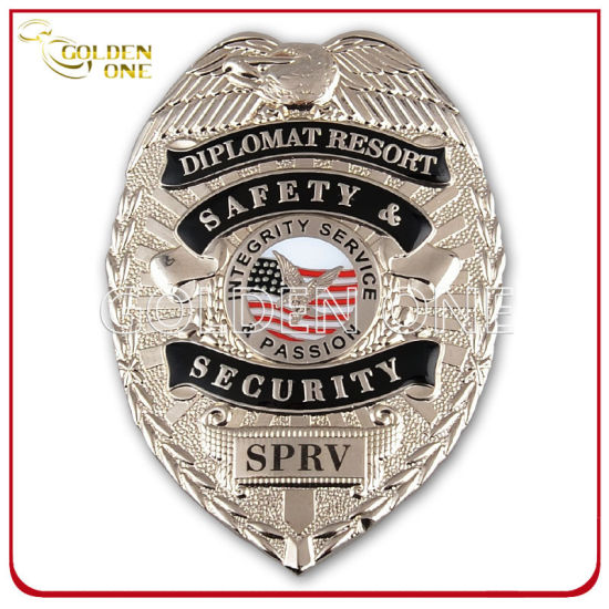 Souvenir Gift Custom Logo 3D Gold Plated Navy Enamel Security Officer Military Metal Police cheap badges