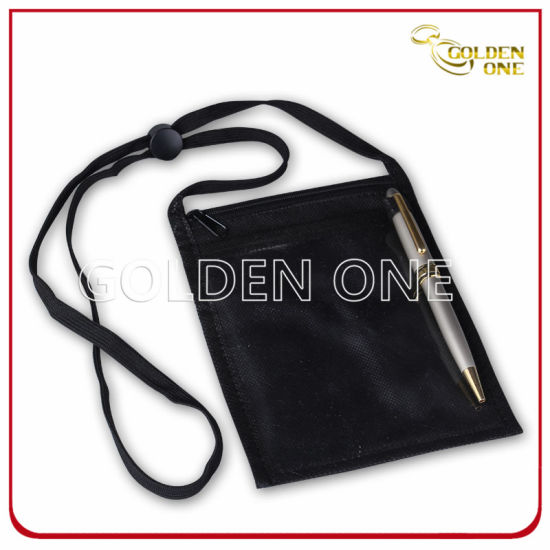 Adjustable Cord Printed Polyester Badge Holder with Pen Holder